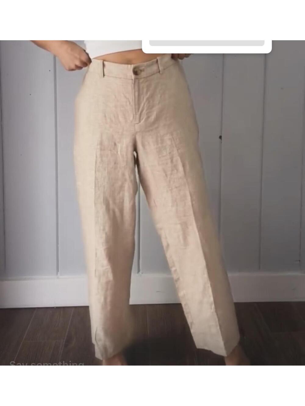 Talbots Beige Linen Blend Straight Leg Pants size 2p